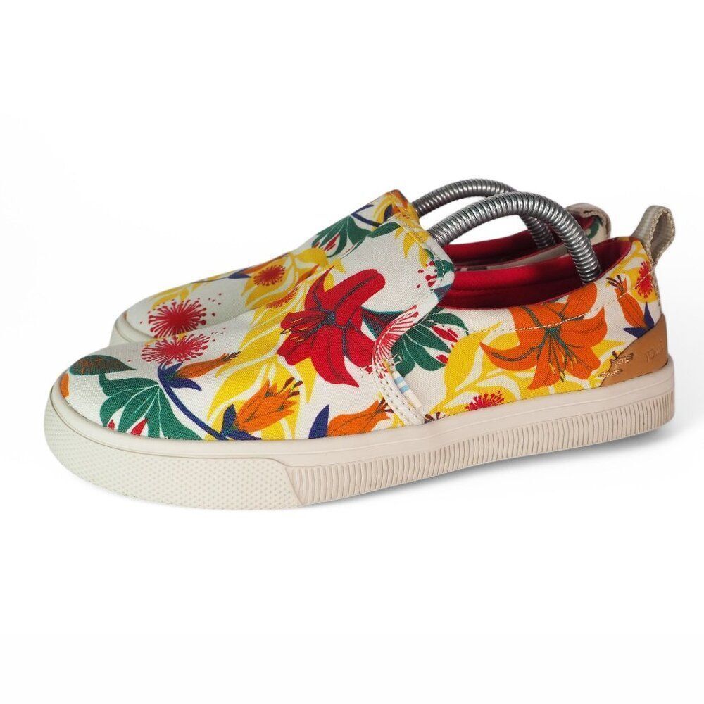 Toms TRVL Lite Floral Print Slip-on Casual Sneakers White Multicolor Women's 5.5 - Picture 2 of 11